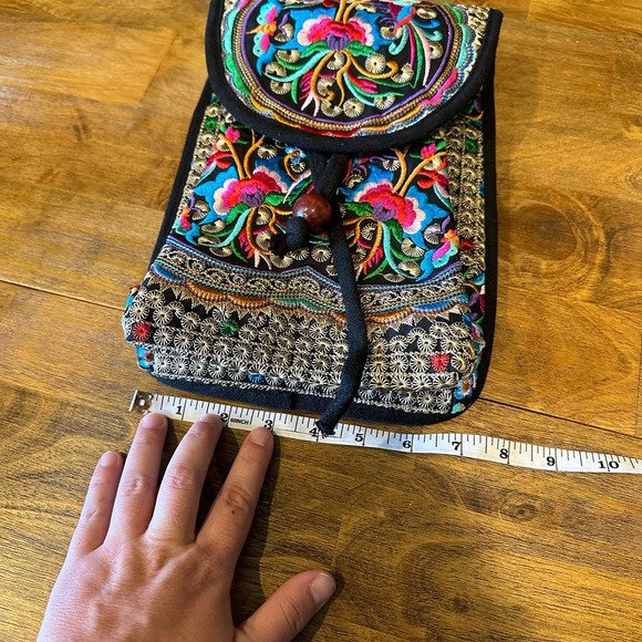 Embroidered Backpack Travel Set W/ Wallet Colorful Small Backpack New Boho - Picture 13 of 14